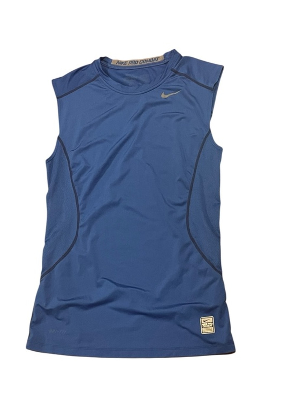 Mens Small Nike Pro Compat Tank Shirt Blue Sleeveless Fitted Athletic